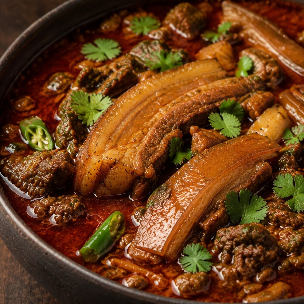 Close-up view of Pork Curry